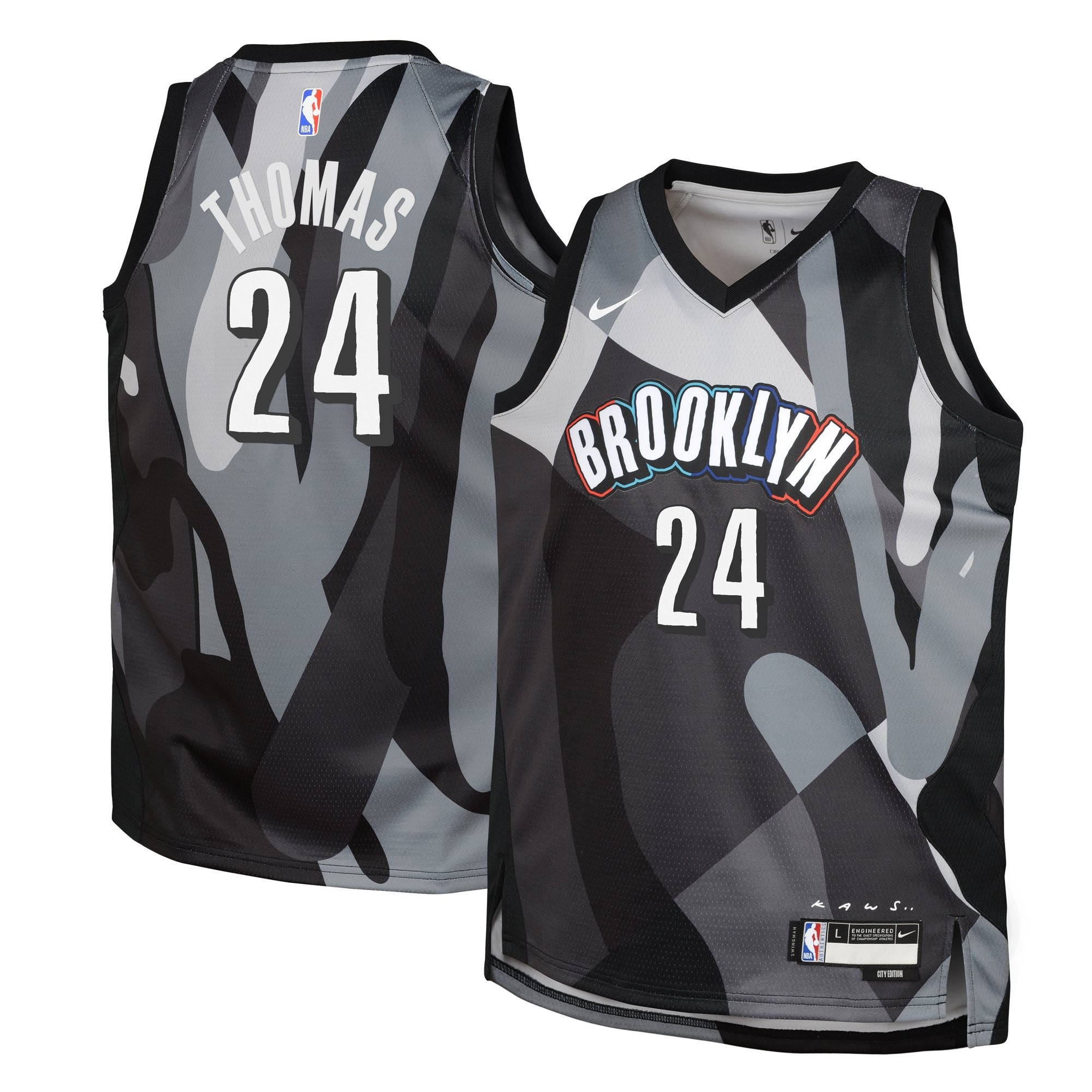 Brooklyn Nets City Edition Swingman Jersey 2024 Black Cam Thomas Youth