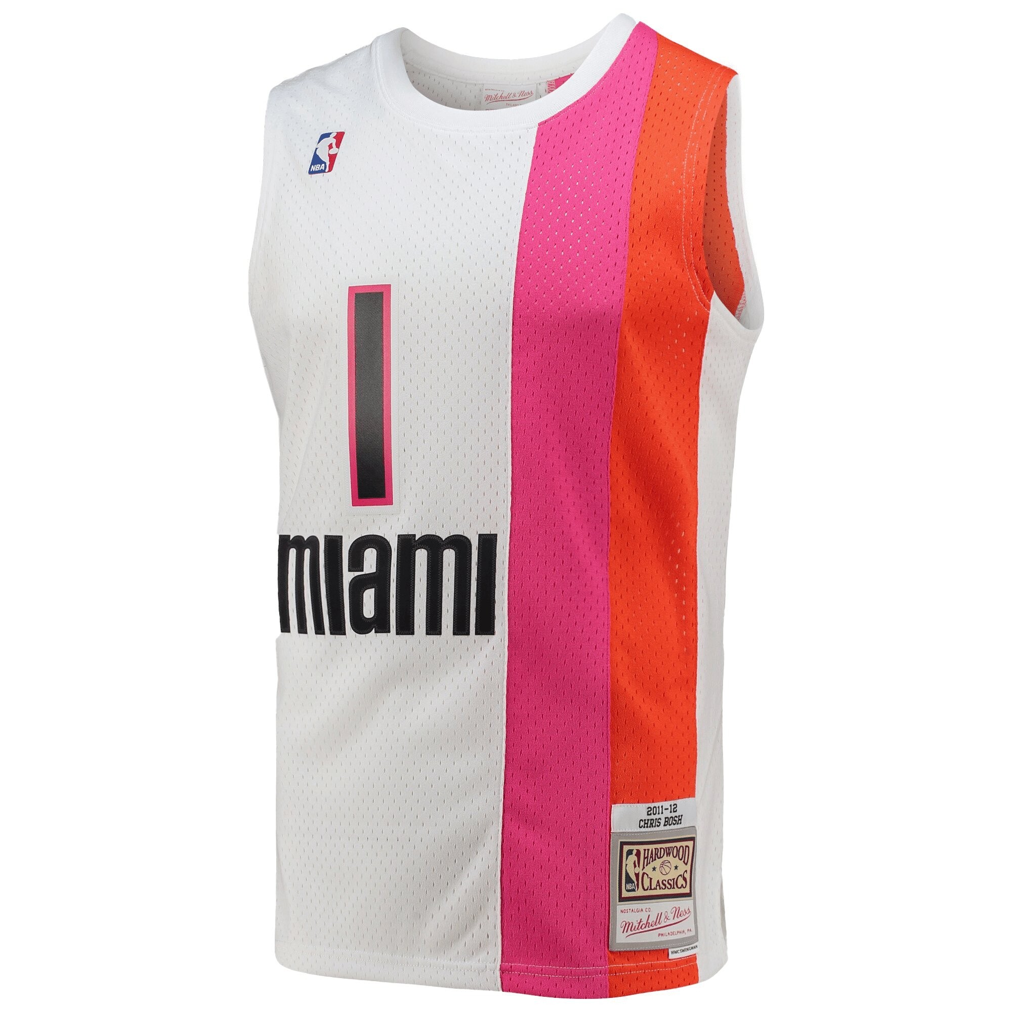 Chris Bosh Miami Heat Mitchell & Ness 2011-12 Hardwood Classics Swingman Jersey - White Jersey - Image 2