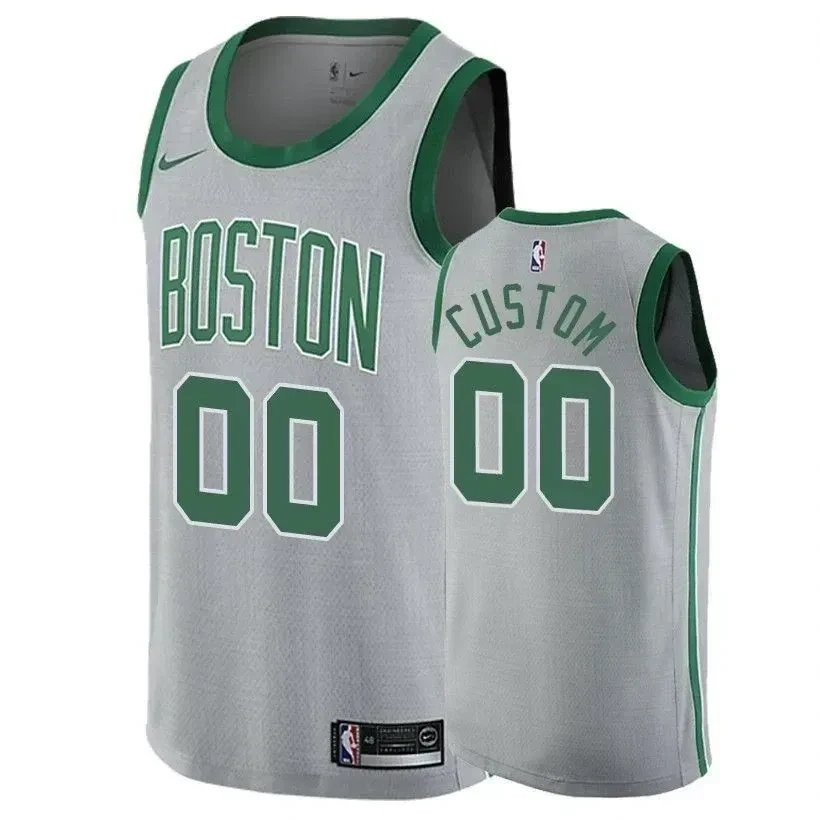 Celtics Custom #00 City Gray Unisex Basketball Jersey - Adult Sizes S-3XL