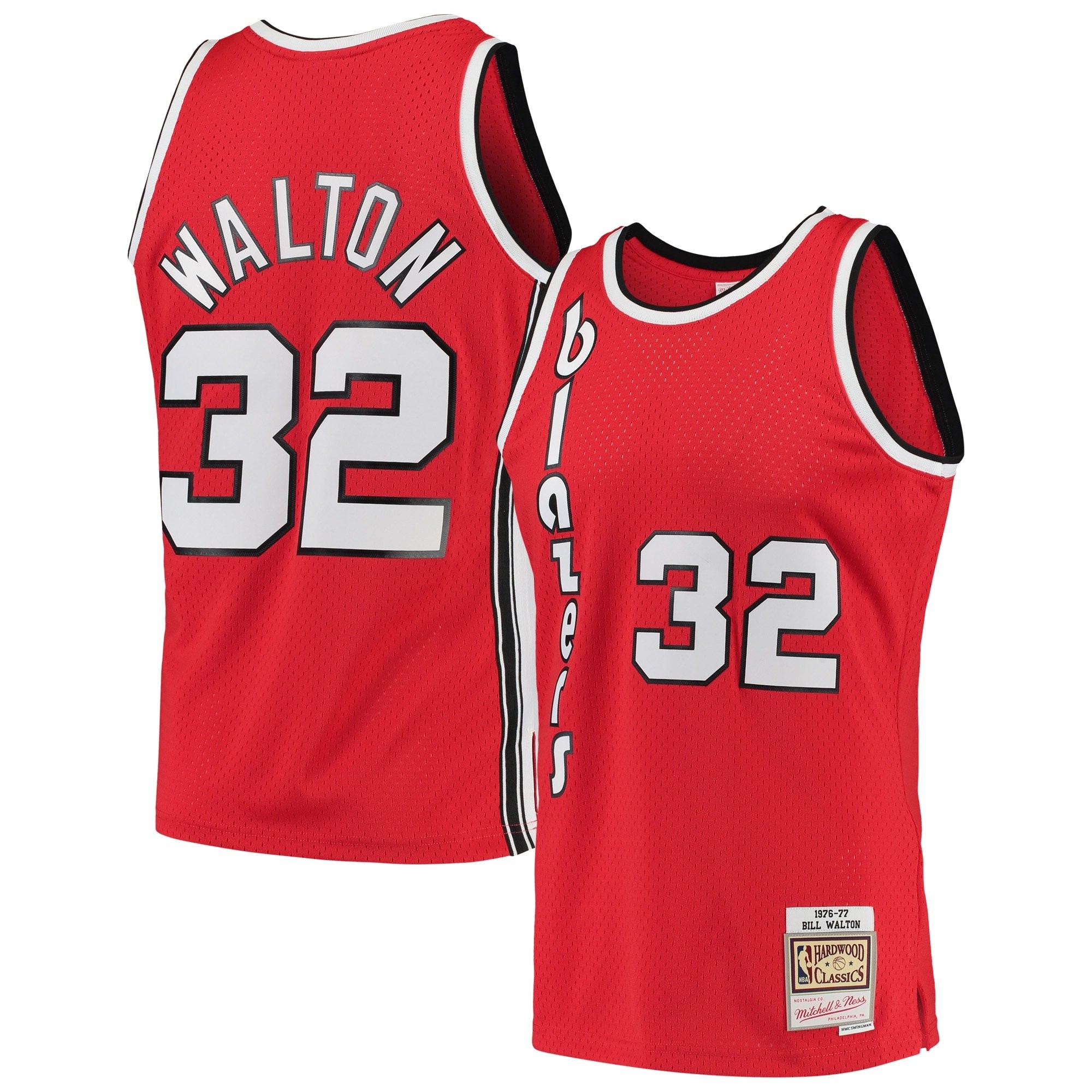 Men's Mitchell & Ness Bill Walton Red Portland Trail Blazers 1976-77 Hardwood Classics Swingman Jersey
