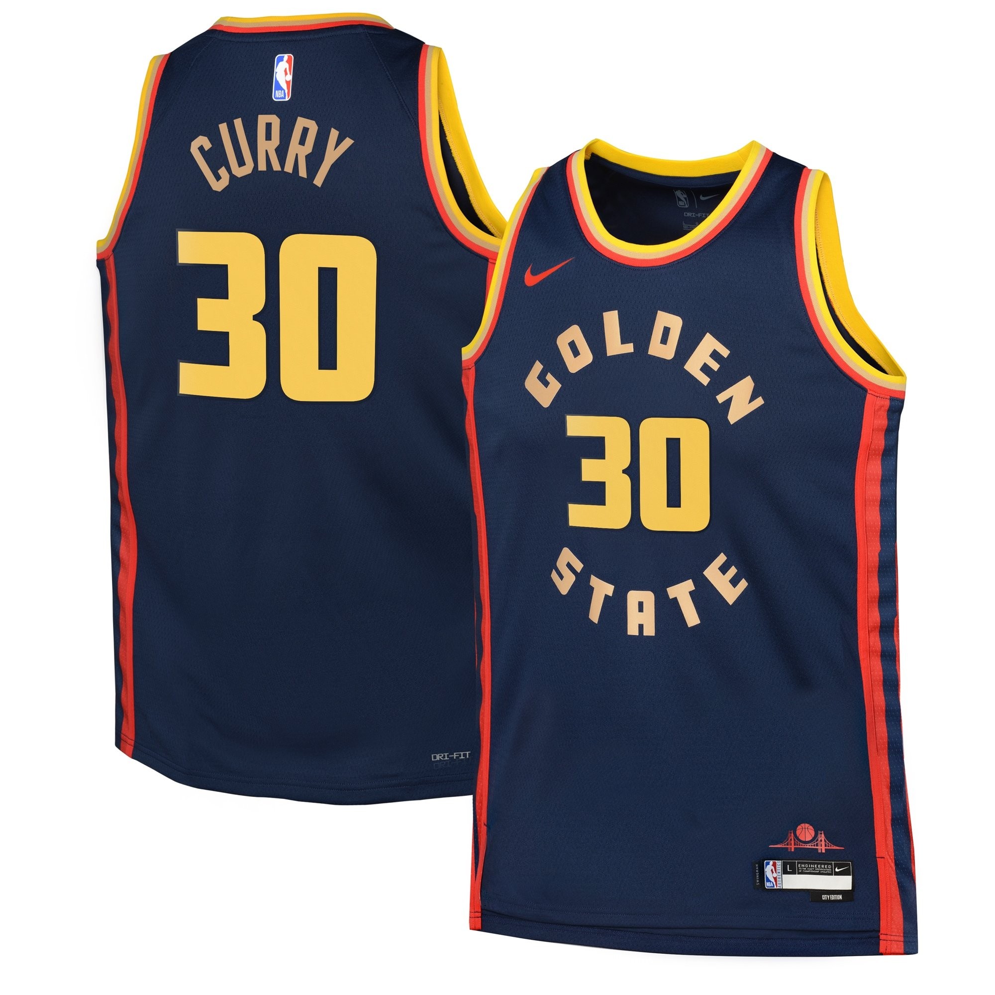 Golden State Warriors City Edition Swingman Jersey 2024 Navy Stephen Curry Youth S-3XL