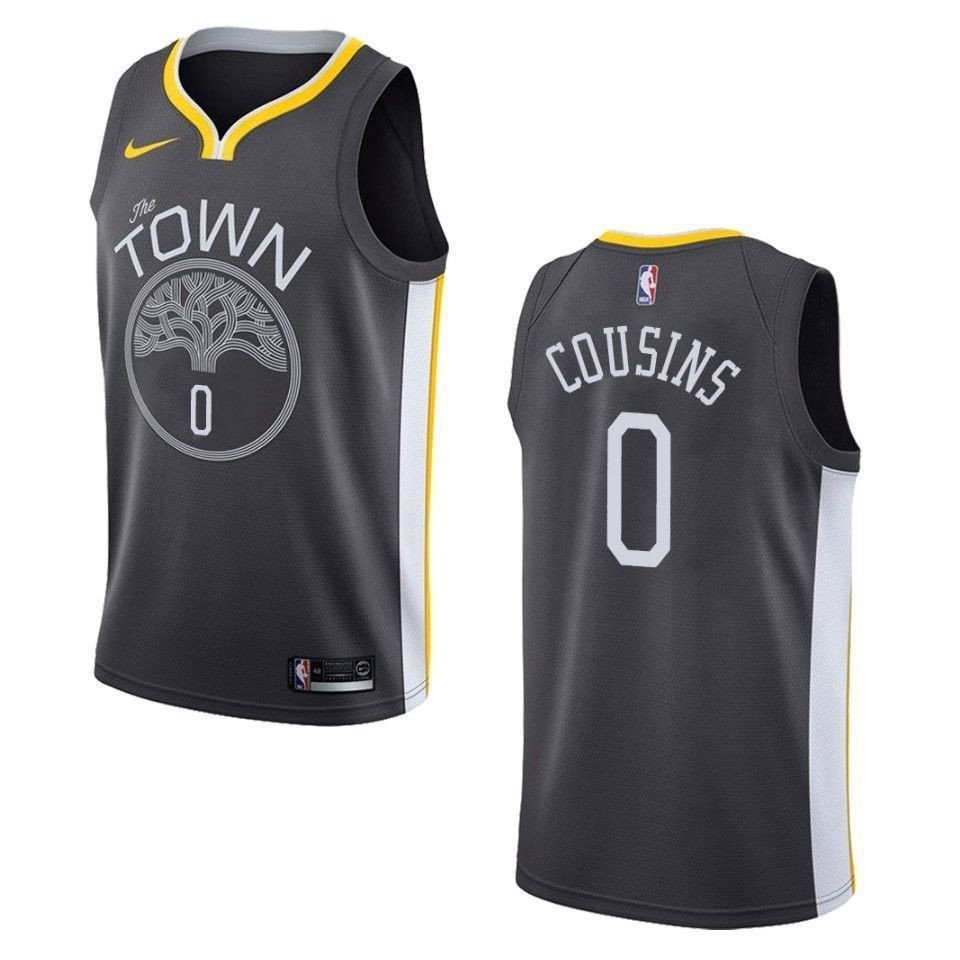 Men's Golden State Warriors 0 Demarcus Cousins Statement Swingman Jersey Black