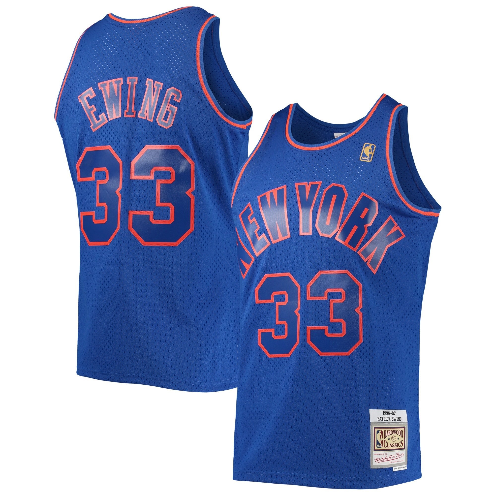 Men's Mitchell & Ness Patrick Ewing New York Knicks 1996/97 Hardwood Classics Swingman Jersey Blue