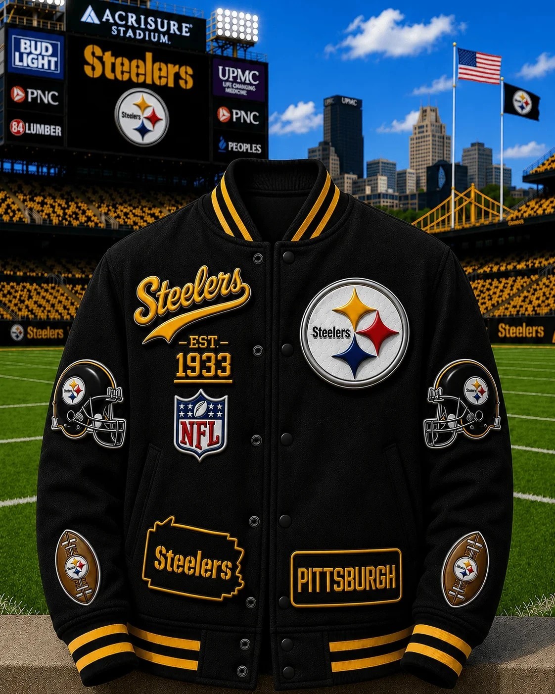 Musemora - Unisex Pittsburgh Steelers Jacket - Football