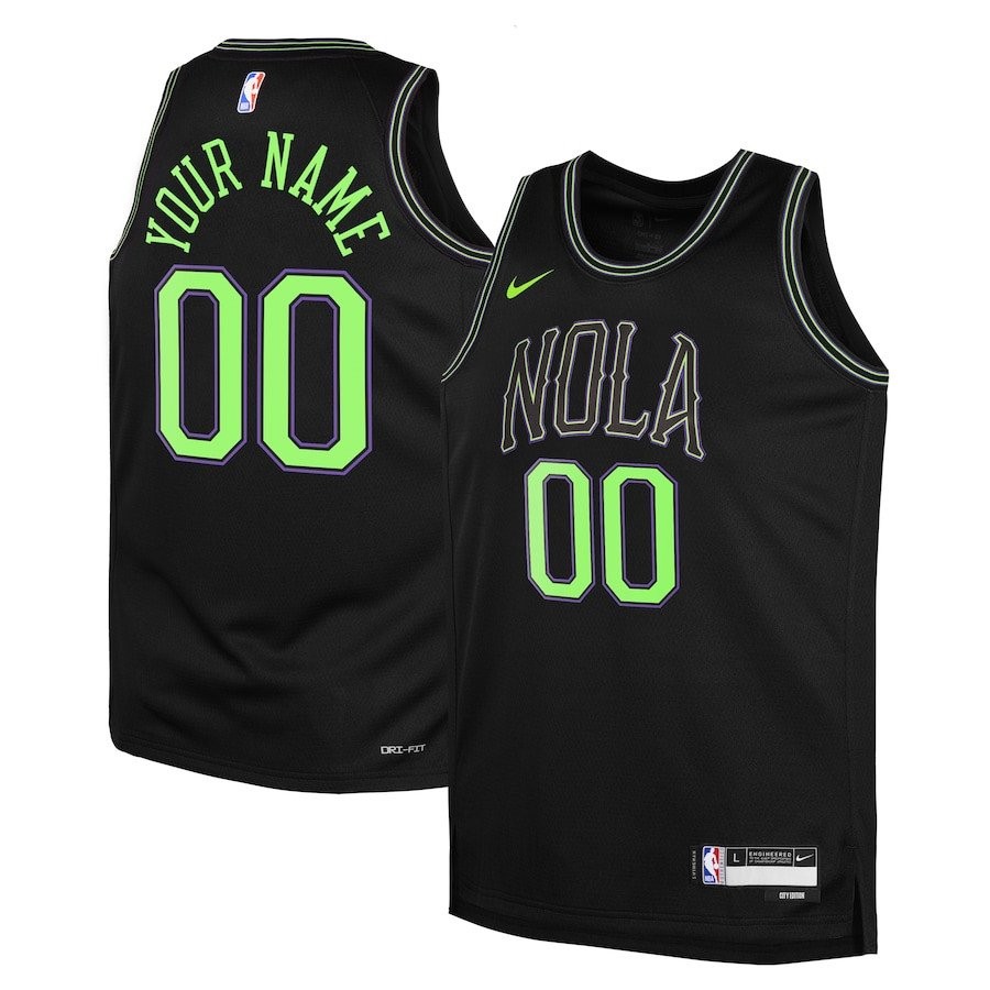 New Orleans Pelicans 2023/24 City Edition Swingman Custom Youth Jersey Black