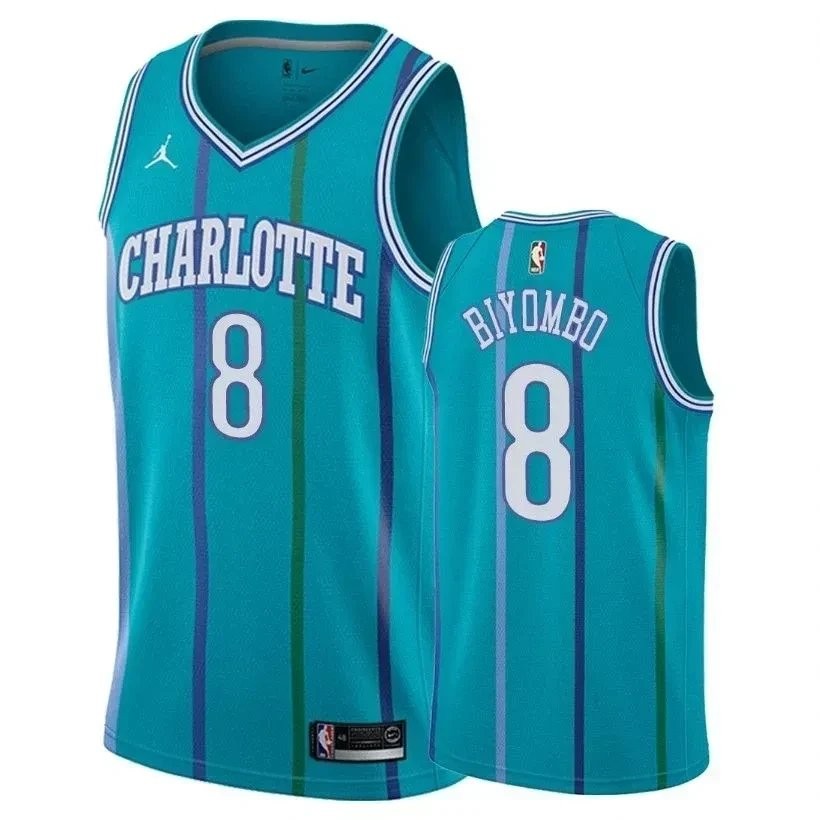Men's Hornets Bismark Biyombo #8 Classic Teal Basketball Jersey