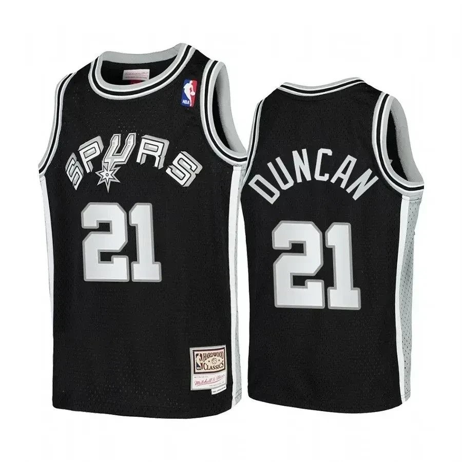 Youth Tim Duncan San Antonio Spurs Hardwood Classics Jersey Black Multicolor