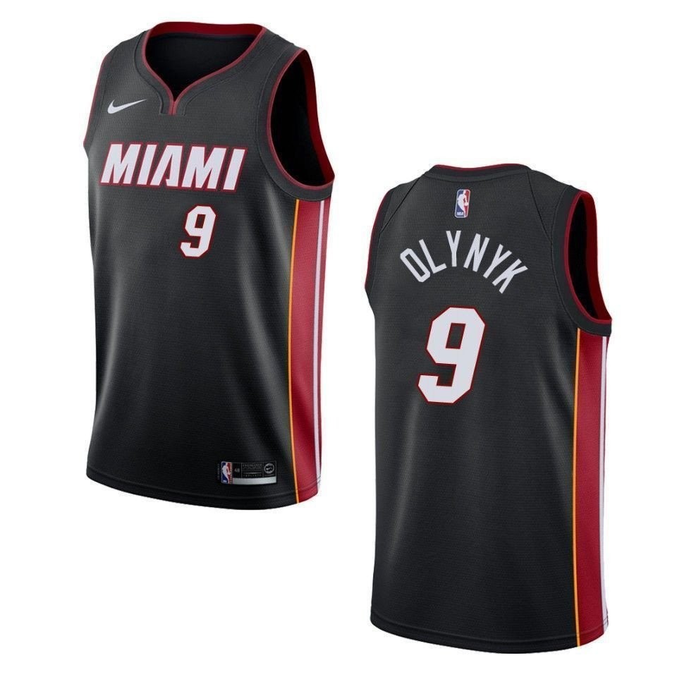 Men's Miami Heat 9 Kelly Olynyk Icon Swingman Jersey Black