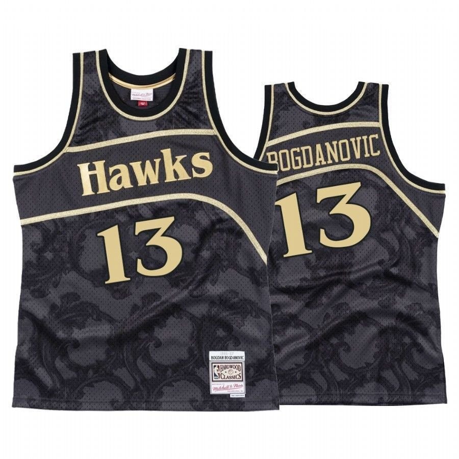 Men's Bogdan Bogdanovic 13 Atlanta Hawks Black Toile Jersey