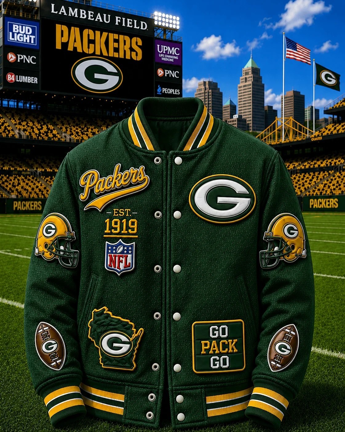 Musemora - Unisex Green Bay Packers Jacket - Fan Gear