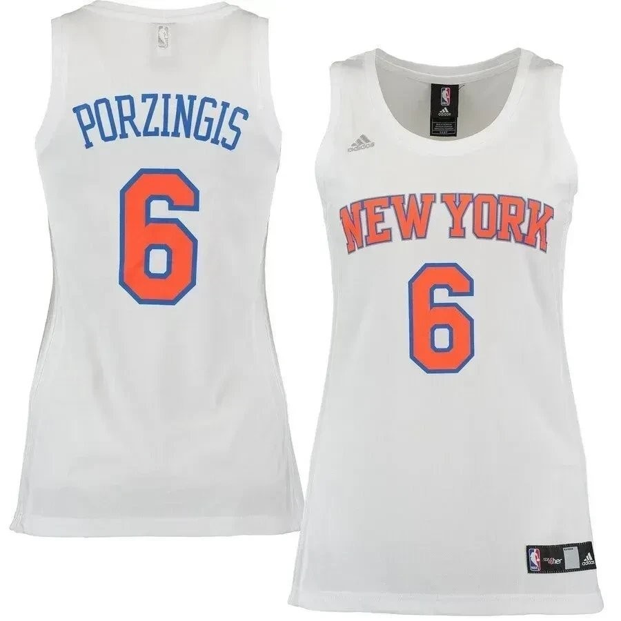 Kristaps Porzingis New York Knicks Women's Fashion Jersey White - 100% Polyester