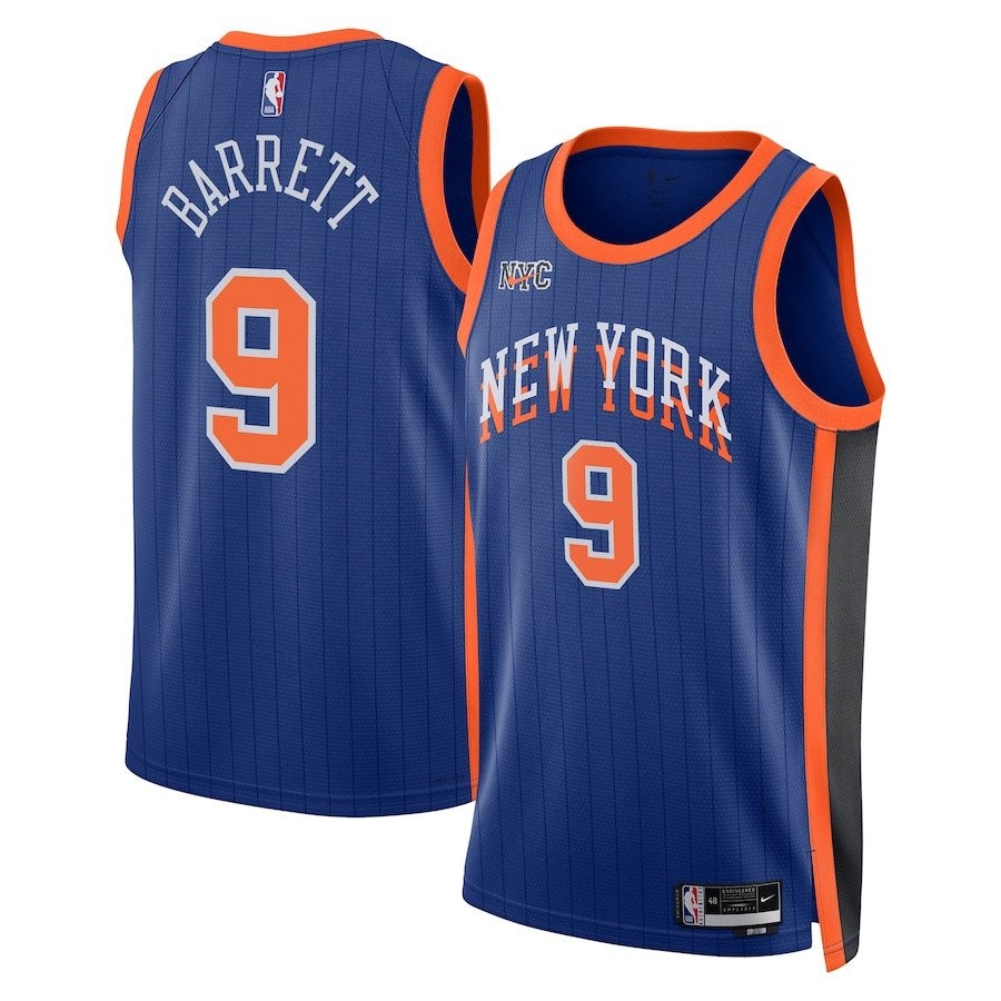 RJ Barrett 9 New York Knicks 2023/24 City Edition Swingman Jersey Blue Multicolor