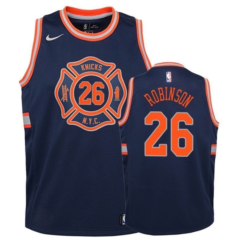 Youth Knicks Mitchell Robinson 26 City Navy Jersey - Unisex Polyester Sports Jersey