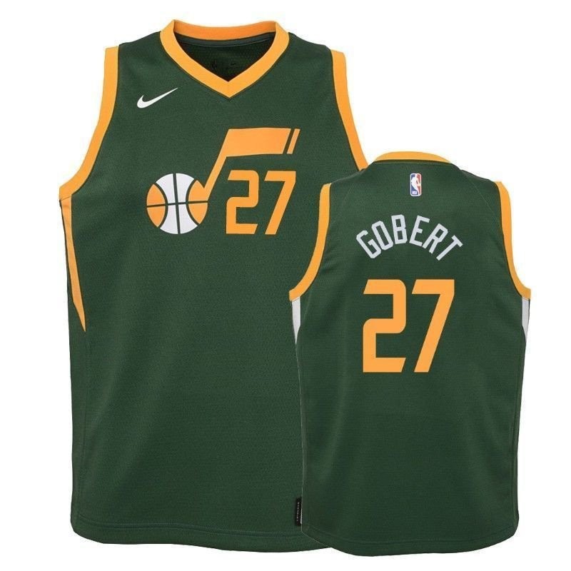 Youth Jazz Rudy Gobert 27 Earned Green Jersey - Unisex 100% Polyester Sports Jersey S-3XL