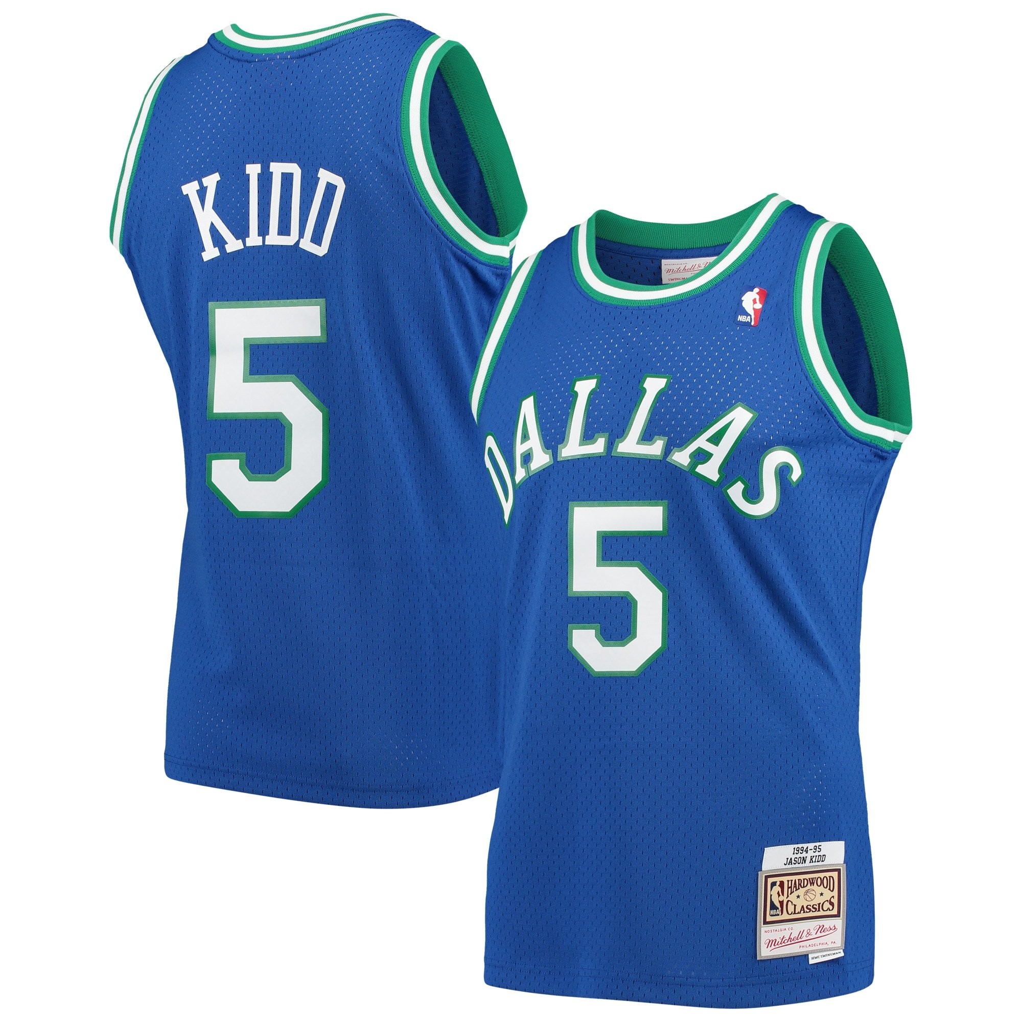 Men's Mitchell & Ness Jason Kidd Blue Dallas Mavericks 1994-95 Hardwood Classics Swingman Jersey