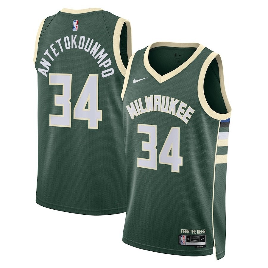 Giannis Antetokounmpo 34 Milwaukee Bucks Unisex Swingman Jersey Icon Edition Hunter Green