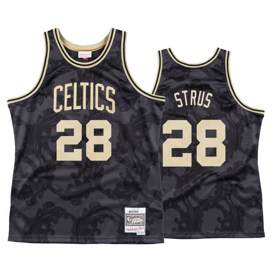 Men's Boston Celtics Max Strus Black Toile Black Jersey - 100% Polyester, Sizes S-3XL
