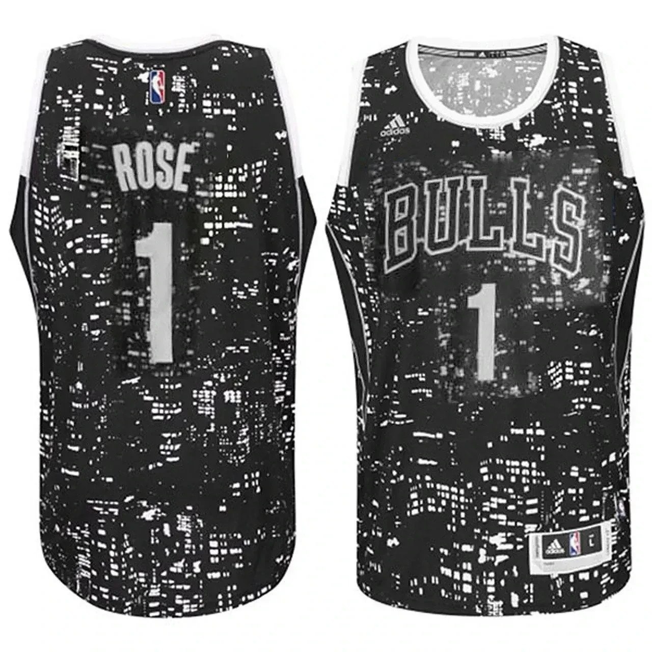 Men's Chicago Bulls Derrick Rose City Lights Black Swingman Jersey