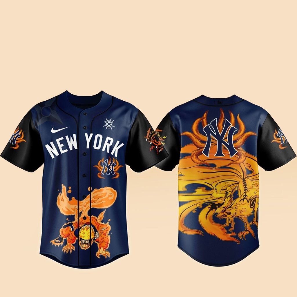 New York Yankees x Naruto Kurama Baseball Jersey Version 1