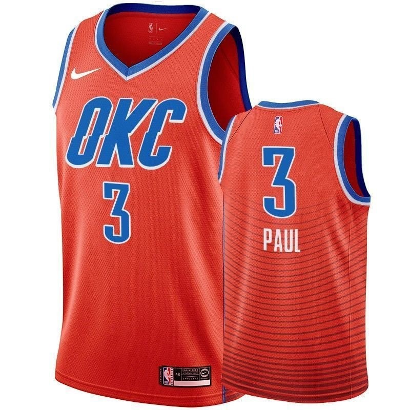 Men's Oklahoma City Thunder Chris Paul 3 Statet Multicolor Jersey S-3XL