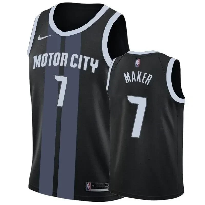 Men's Detroit Pistons Thon Maker #7 City Edition Black Swingman Jersey