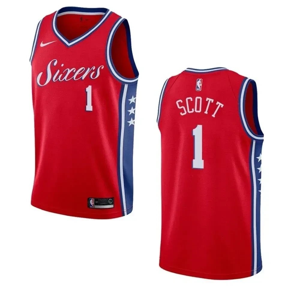 Men's Philadelphia 76ers Mike Scott Statement Swingman Jersey Red S-3XL