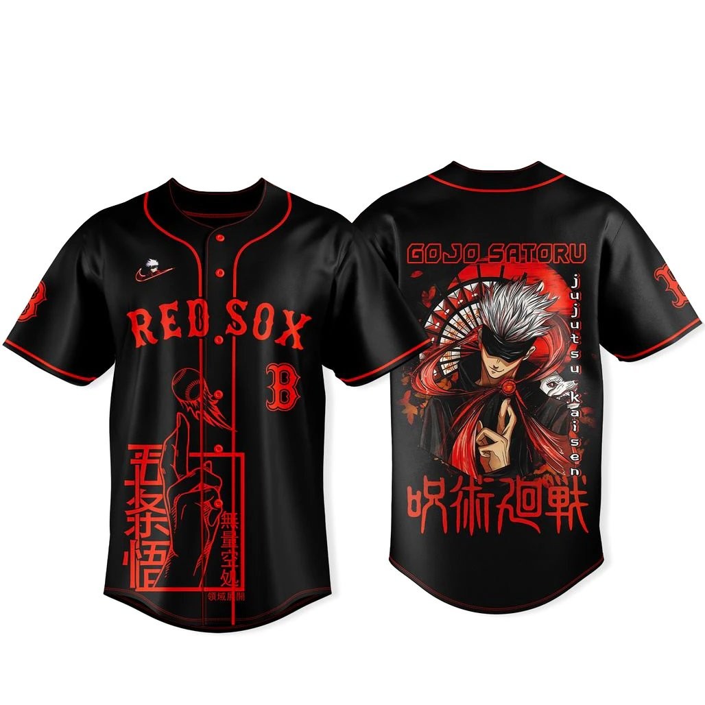 Boston Red Sox x Jujutsu Kaisen Night Back Gojo Baseball Jersey
