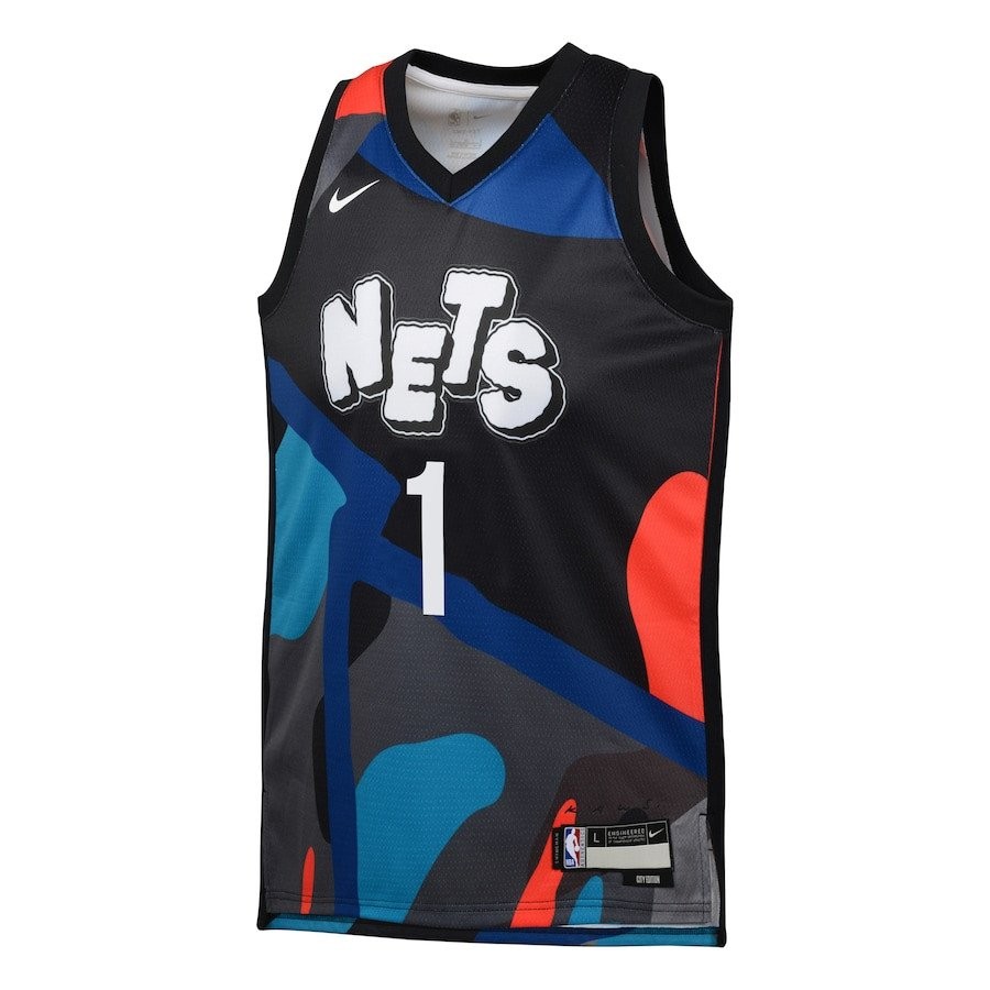 Mikal Bridges Brooklyn Nets 2023/24 City Edition Swingman Youth Jersey Black - Image 2