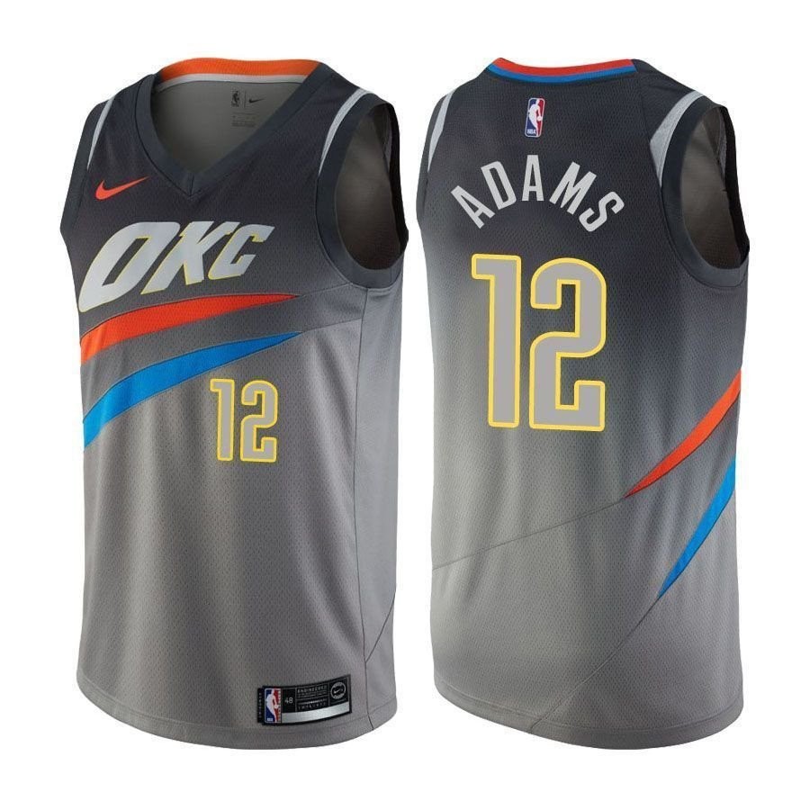 Thunder Male Steven Adams 12 City Edition Gray Jersey