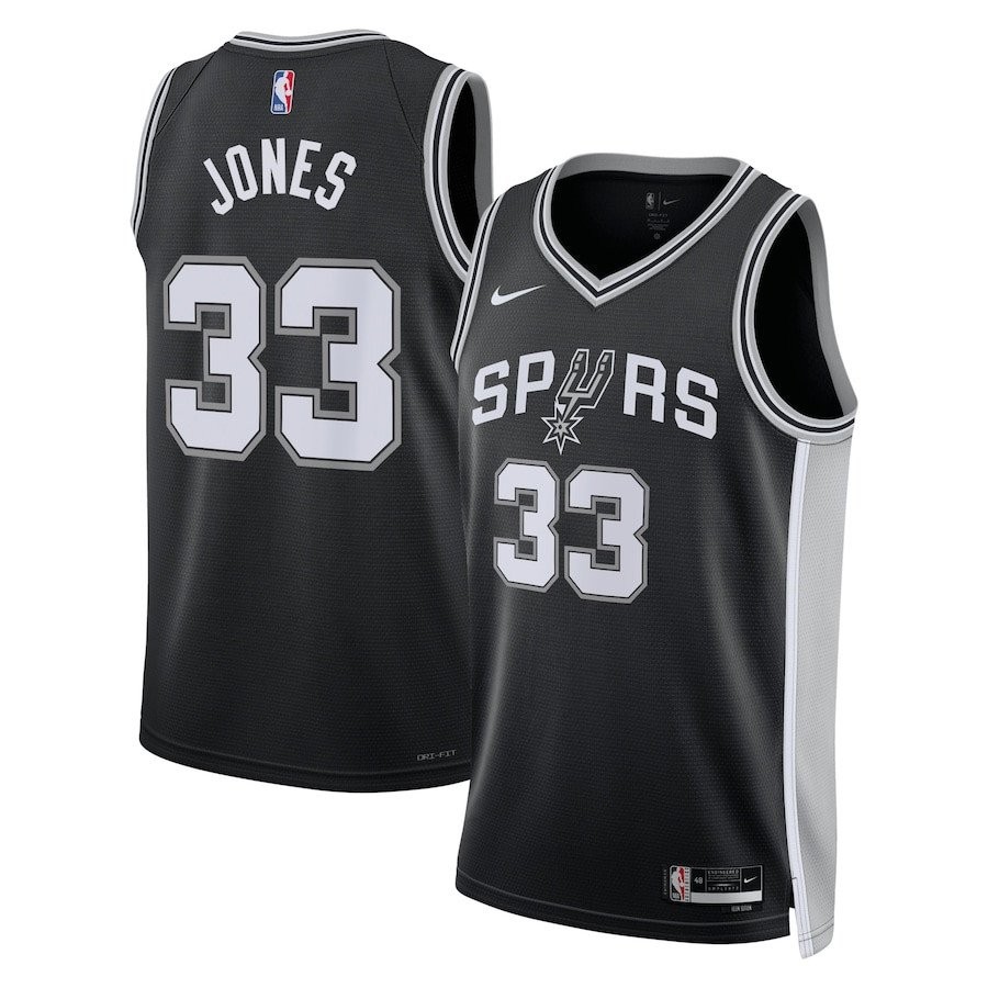 Tre Jones 33 San Antonio Spurs Unisex Swingman Jersey Icon Edition Black