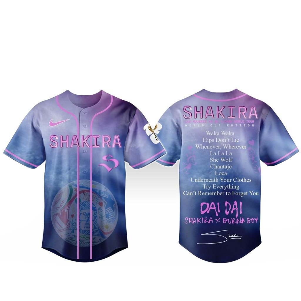 Shakira Las Mujeres Ya No Lloran Tour World Cup 2026 Baseball Jersey