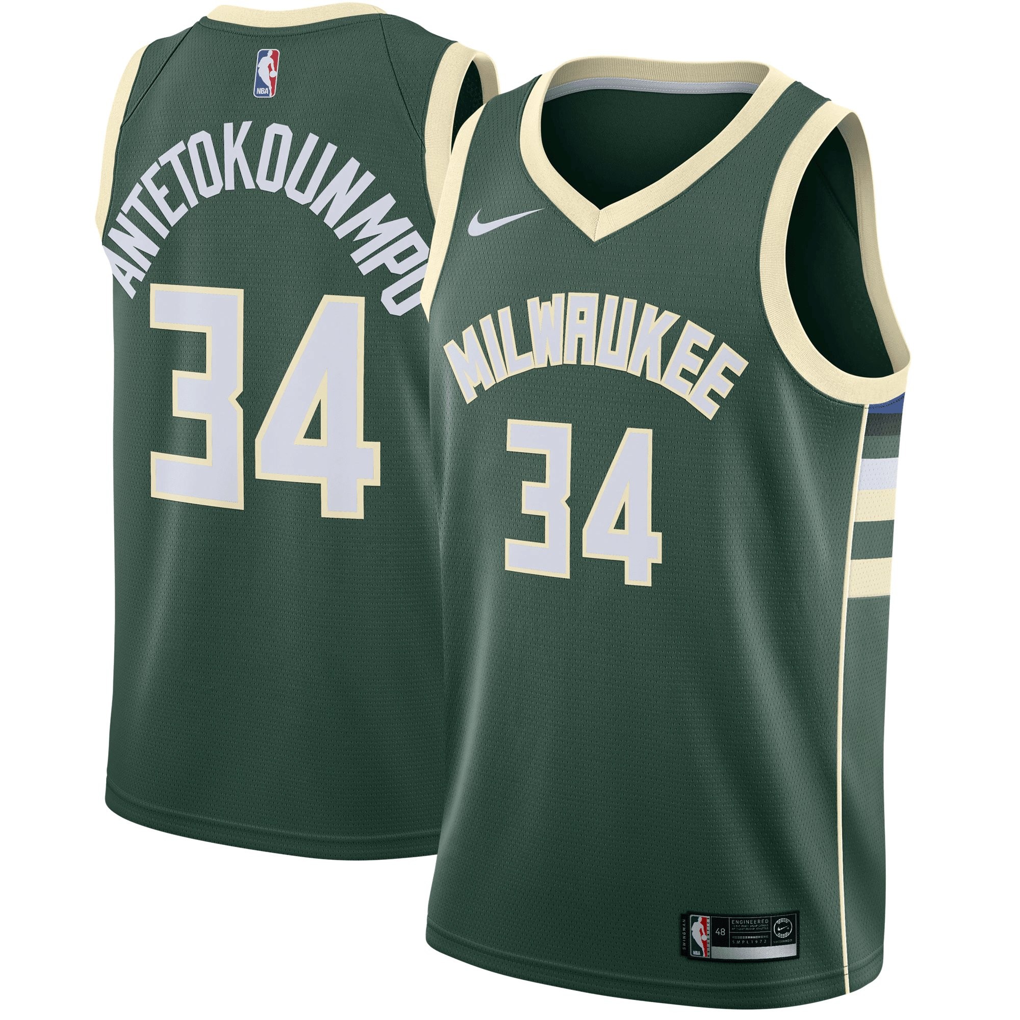 Giannis Antetokounmpo Milwaukee Bucks Swingman Jersey Green - Icon Edition Jersey