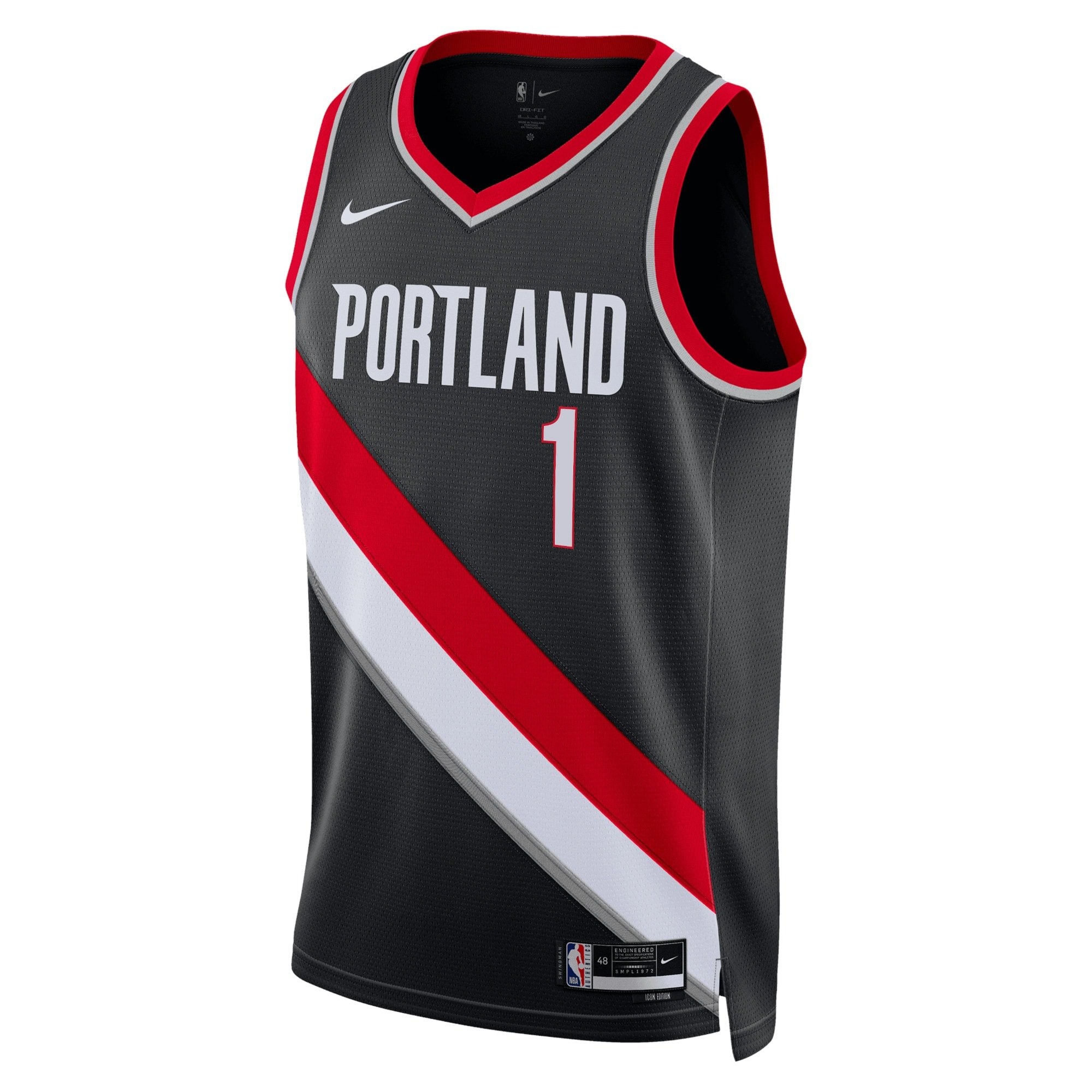 Portland Trail Blazers Icon Edition Swingman Jersey Black Anfernee Simons Unisex