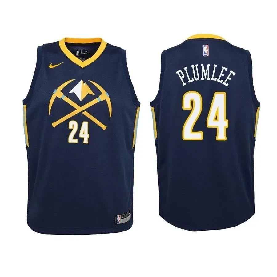 Youth Nuggets Mason Plumlee 24 City Edition Navy Jersey Unisex S-3XL