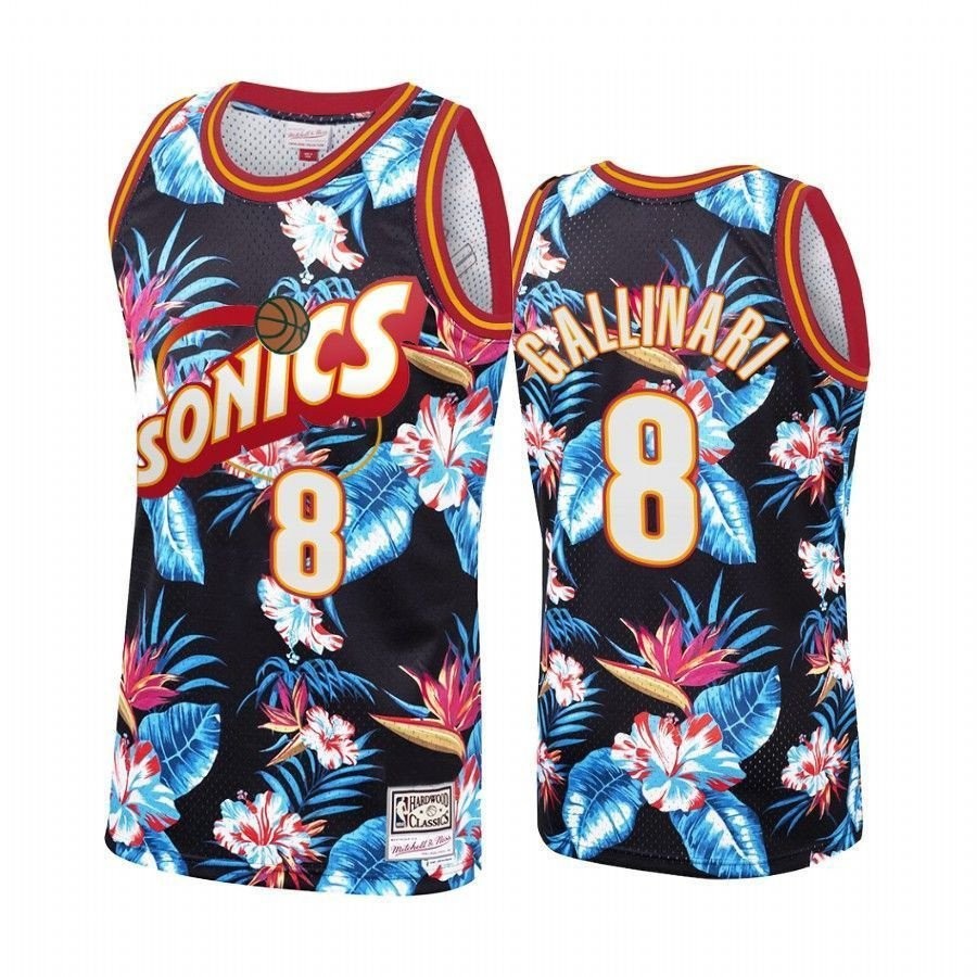 Men's Oklahoma City Thunder Danilo Gallinari #8 Floral Fashion Jersey Multicolor