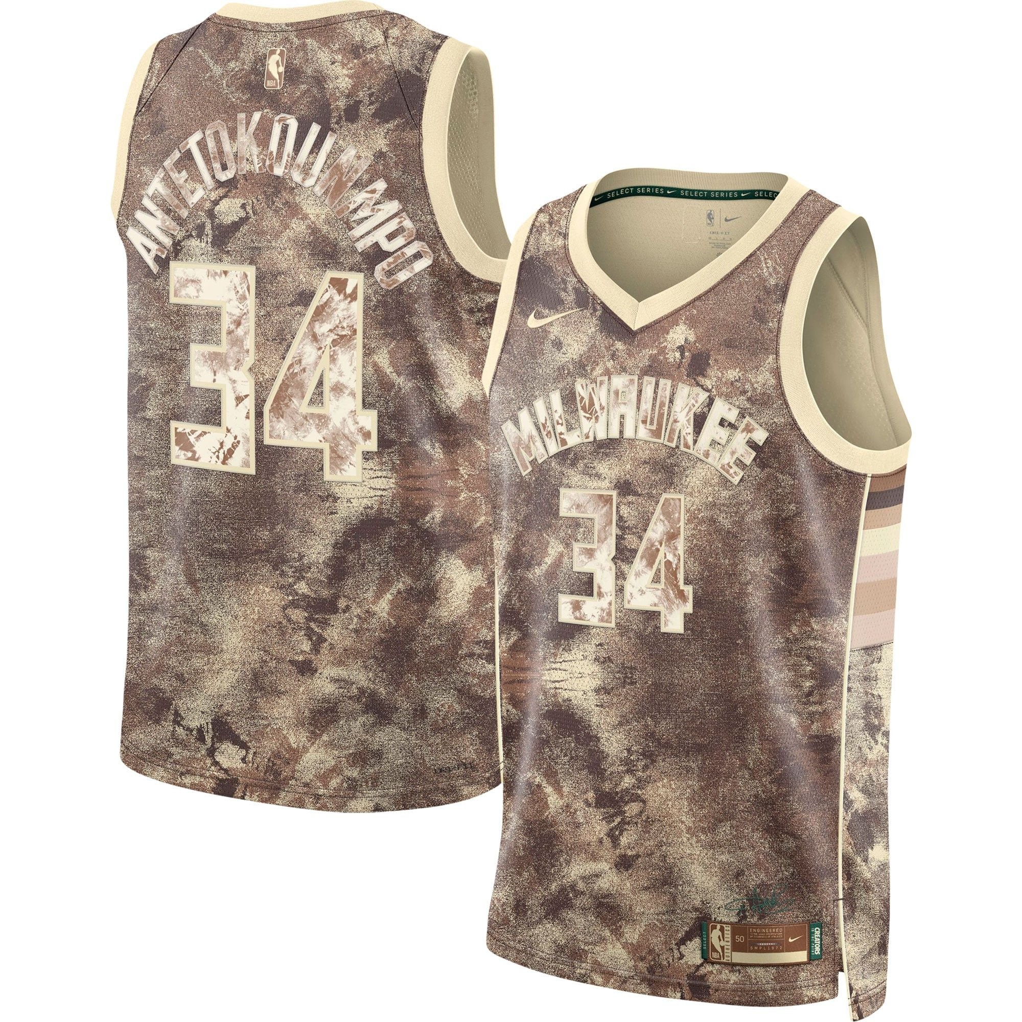 Giannis Antetokounmpo 34 Milwaukee Unisex Select Series Swingman Jersey - Multicolor