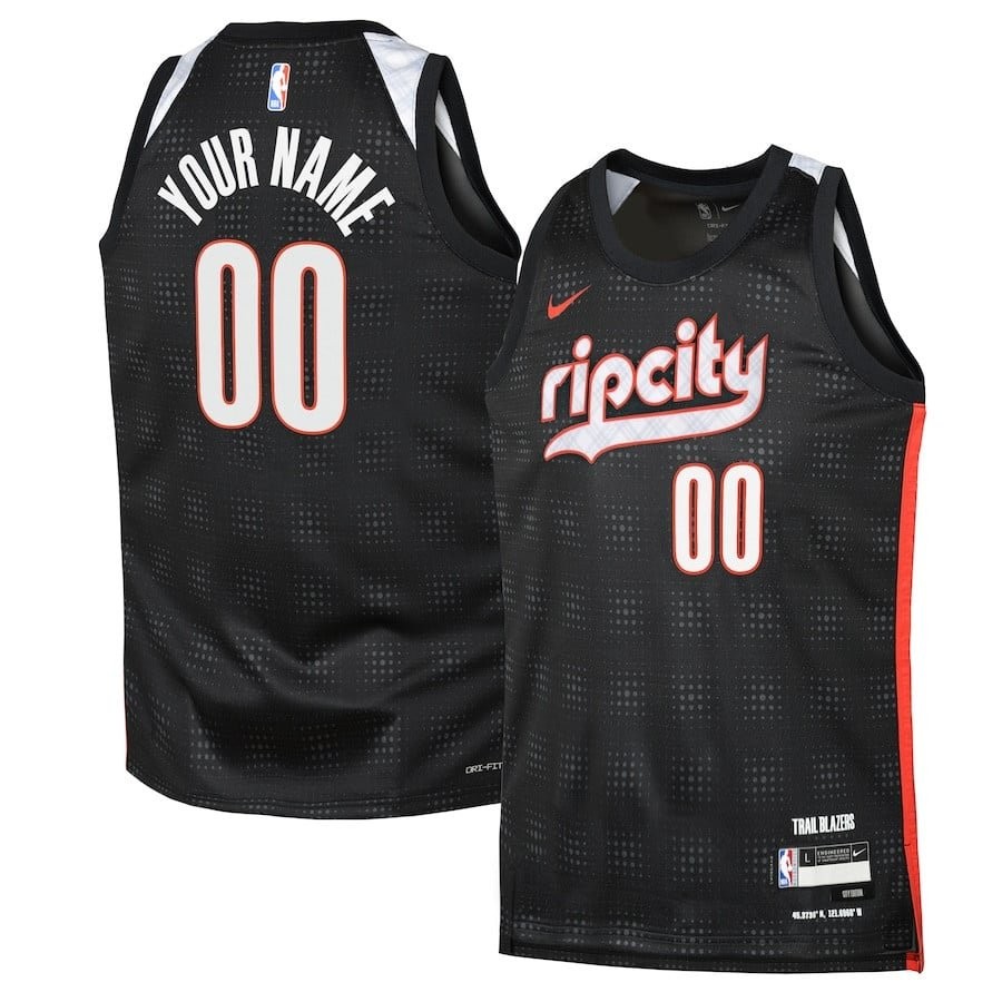Portland Trail Blazers 2024/25 Swingman Custom Youth Jersey City Edition Black