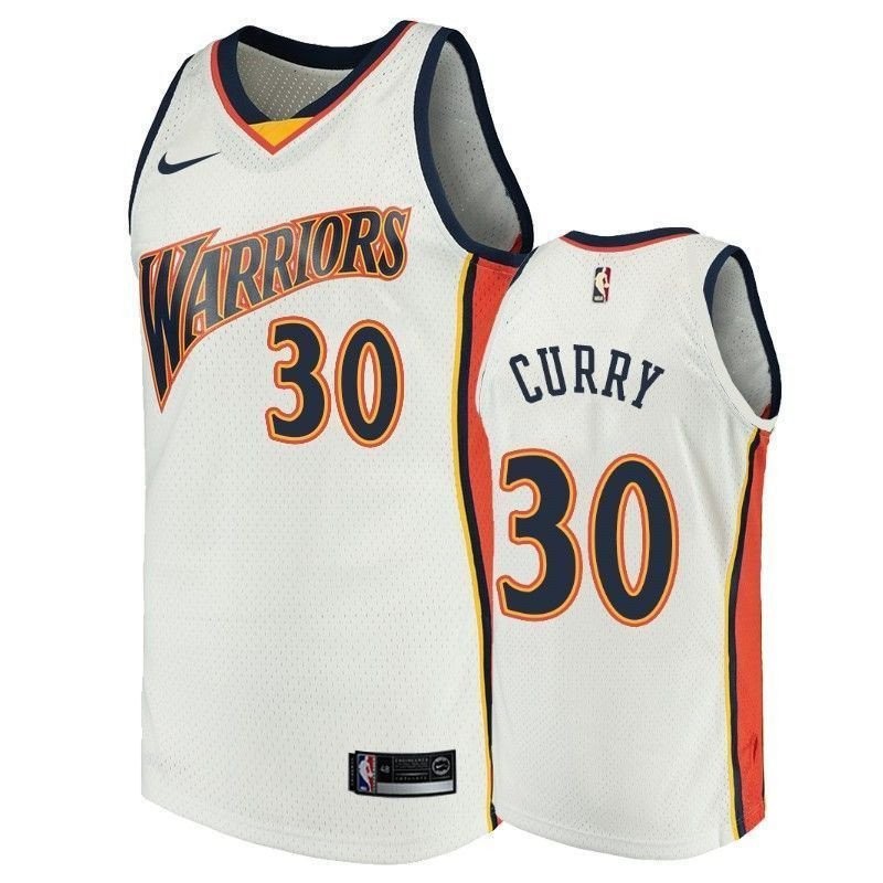 Men's Stephen Curry Golden State Warriors #30 White Throwback Jersey