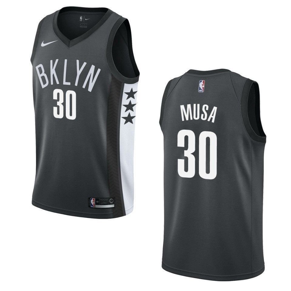 Men's Brooklyn Nets 30 Dzanan Musa Statement Swingman Jersey - Black
