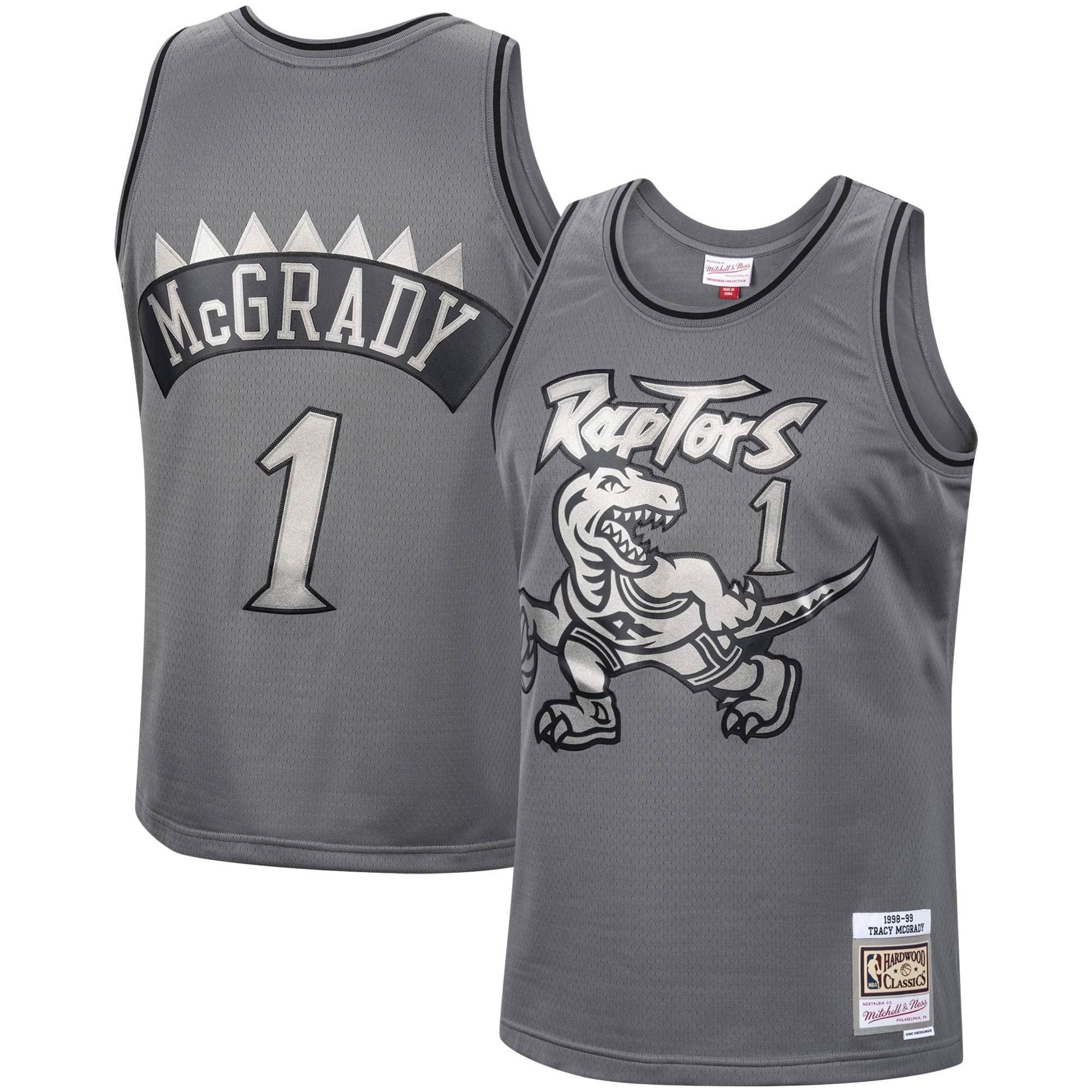 Tracy Mcgrady Toronto Raptors Mitchell Ness Hardwood Classics Retired Player 1998/99 Metal Works Swingman Jersey ??Charcoal