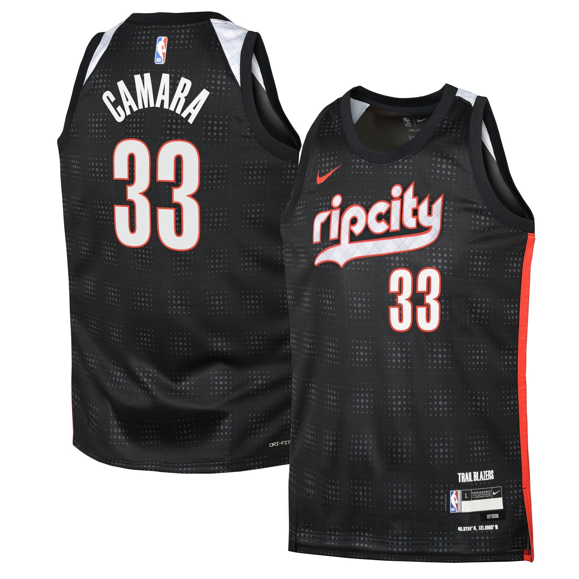 Portland Trail Blazers City Edition Swingman Jersey 2024 Black Toumani Camara Youth