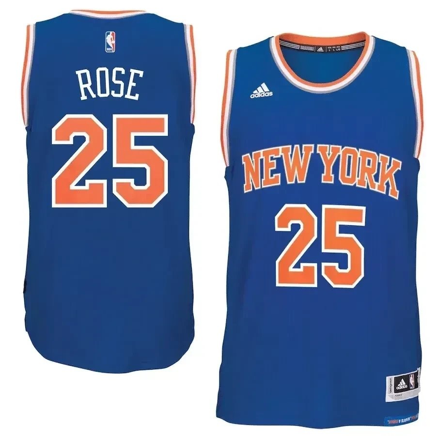 Derrick Rose New York Knicks Climacool Road Swingman Jersey Royal Multicolor