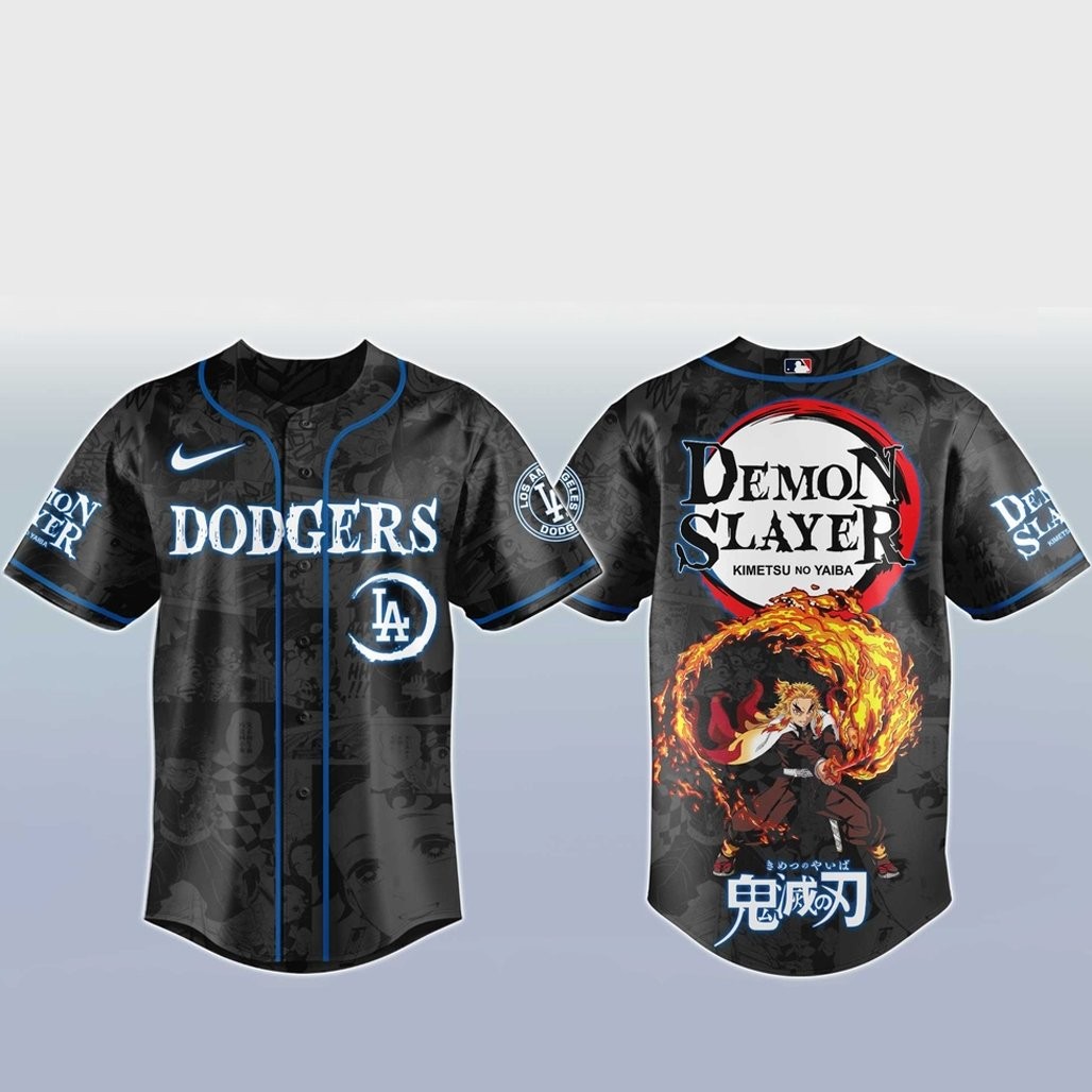 Los Angeles Dodgers x Rengoku Kyojuro Demon Slayer Baseball Jersey