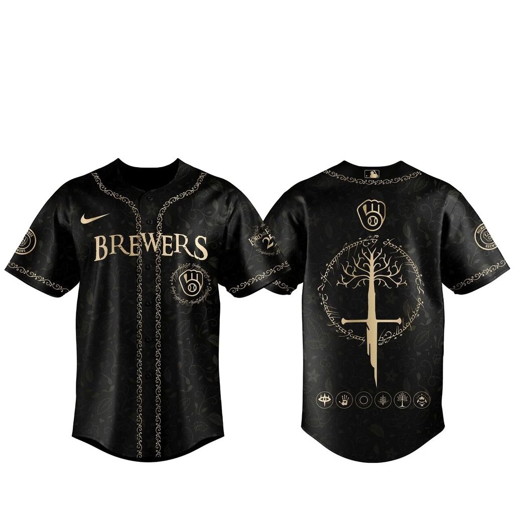 Milwaukee Brewers The Lord of The Rings Black Baseball Jersey
