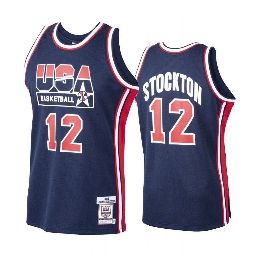 Men's Team Usa John Stockton Navy 1992 Olympics Basketball Jersey