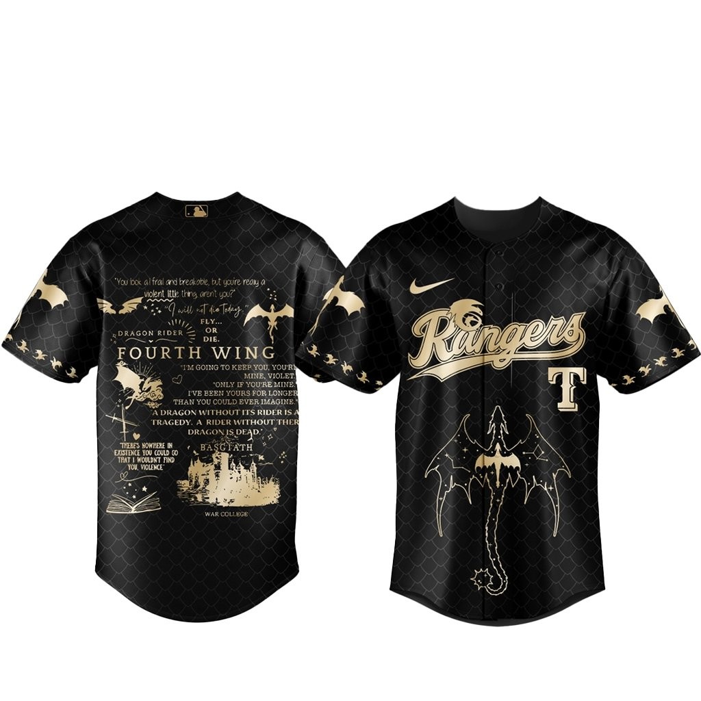 Texas Rangers x Fourth Wing Night 2026 Black Baseball Jersey