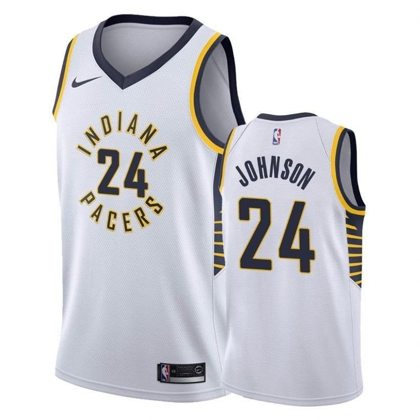 Men's Alize Johnson 24 Pacers Association White Basketball Jersey