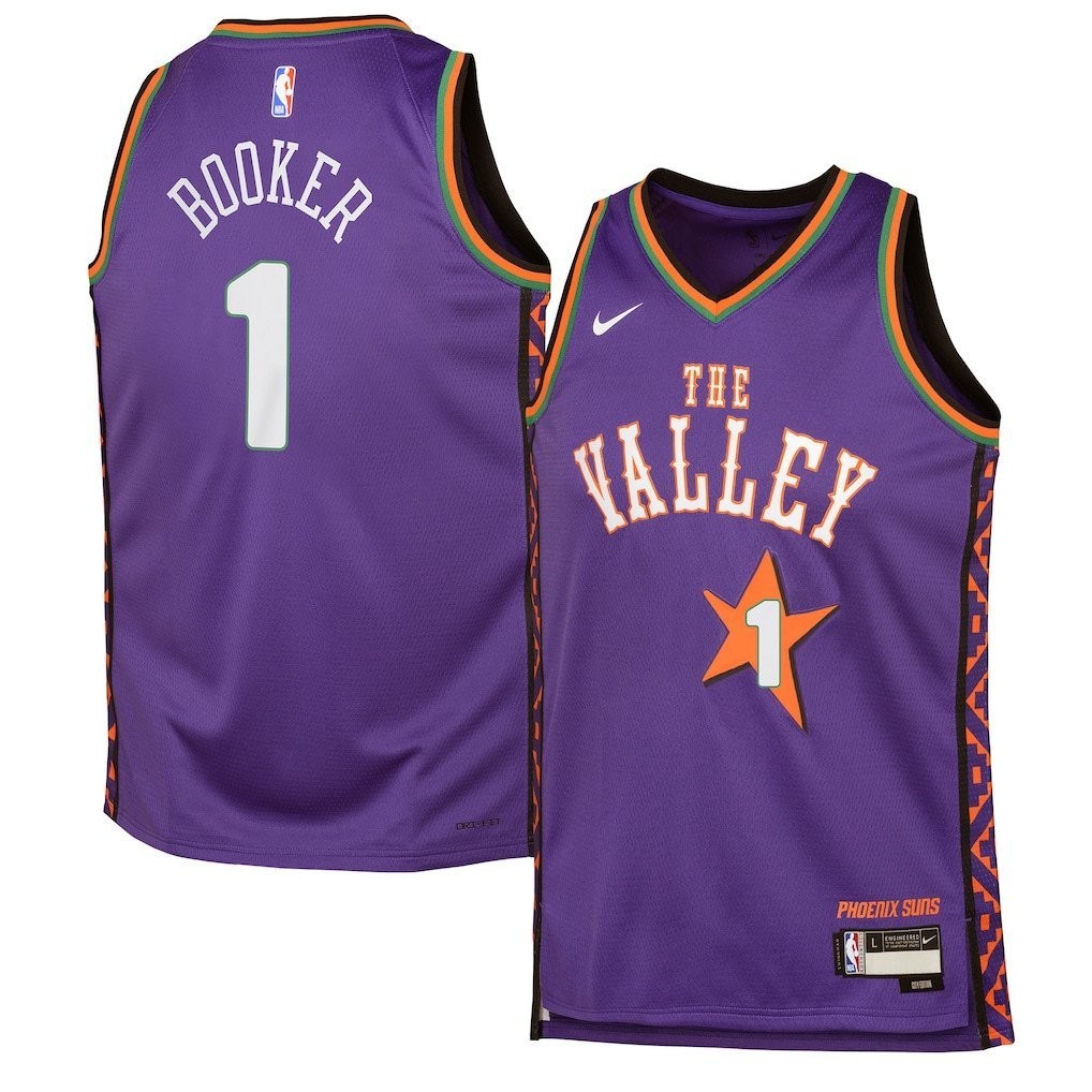 Devin Booker Phoenix Suns Youth 2024/25 City Edition Swingman Jersey Purple