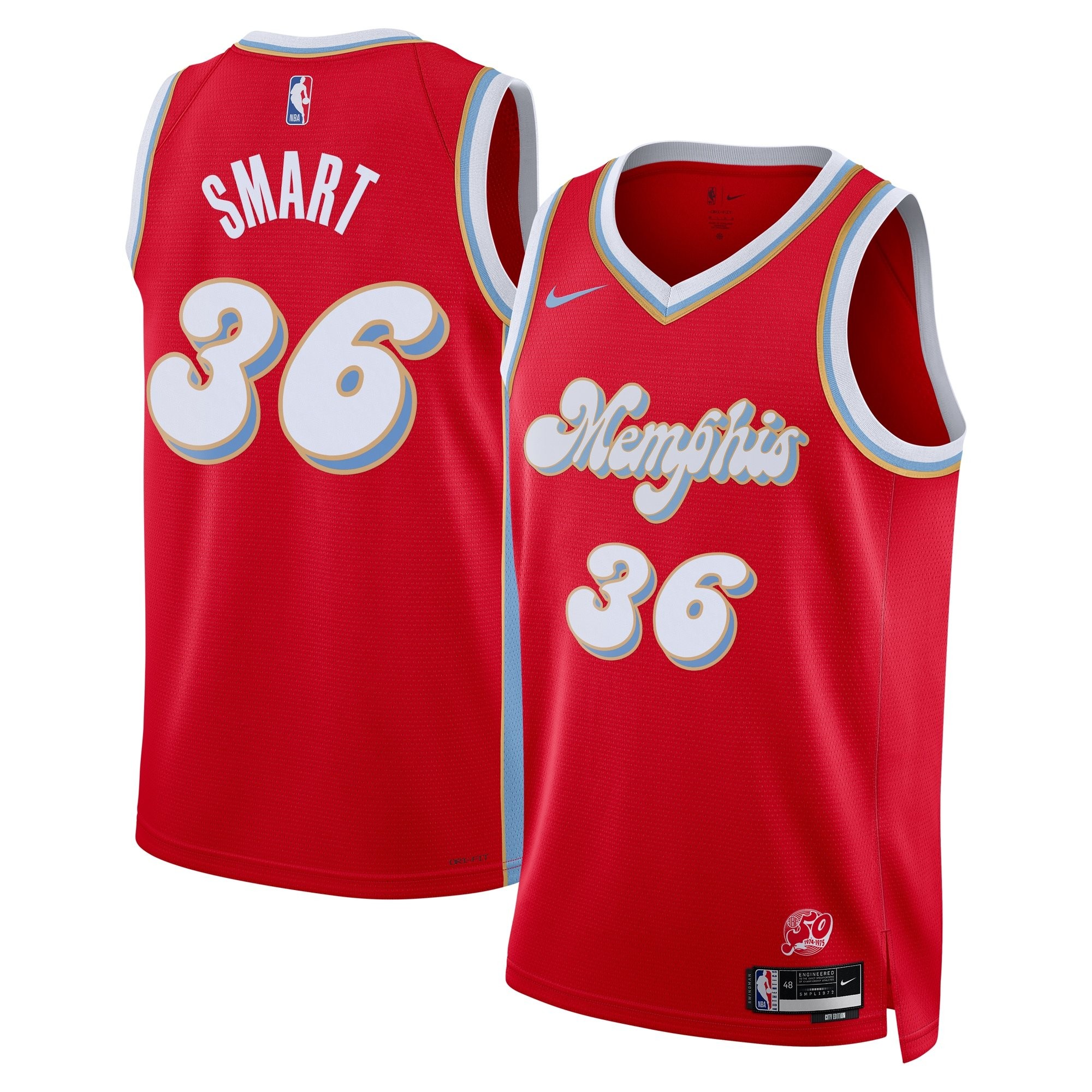 Memphis Grizzlies City Edition Swingman Jersey 2024 Red Marcus Smart Unisex
