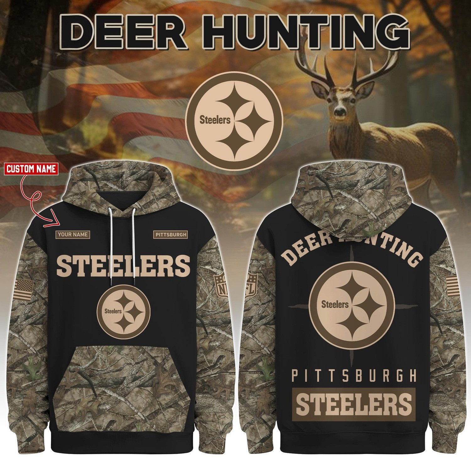 Musemora - Men's Pittsburgh Steelers Hoodie